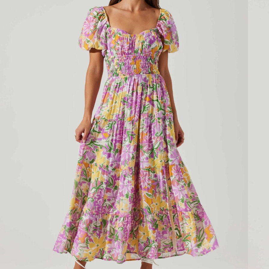 Astr The Florentino Sweetheart Neckline Midi Dress